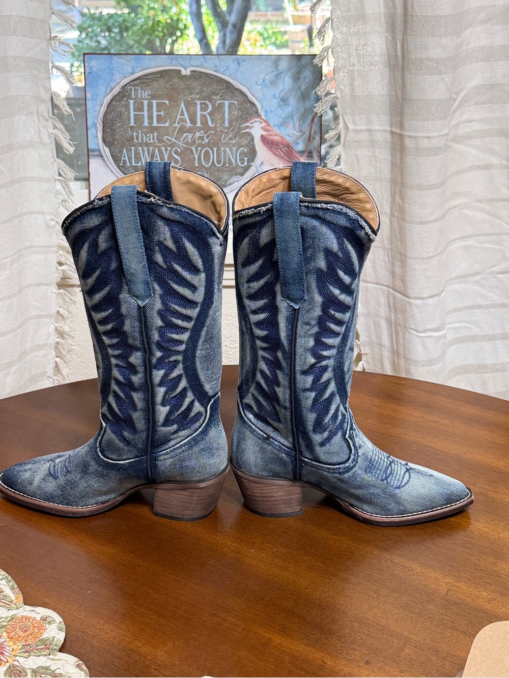 Steve Madden Women's Denim Cowboy Boots - Blue